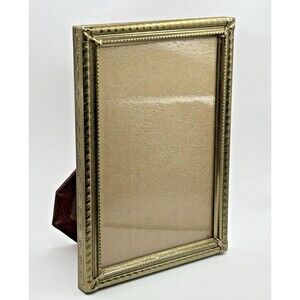 Vintage Gold Tone Picture Frame Holds 5x7 Inches Velvet Backing Used